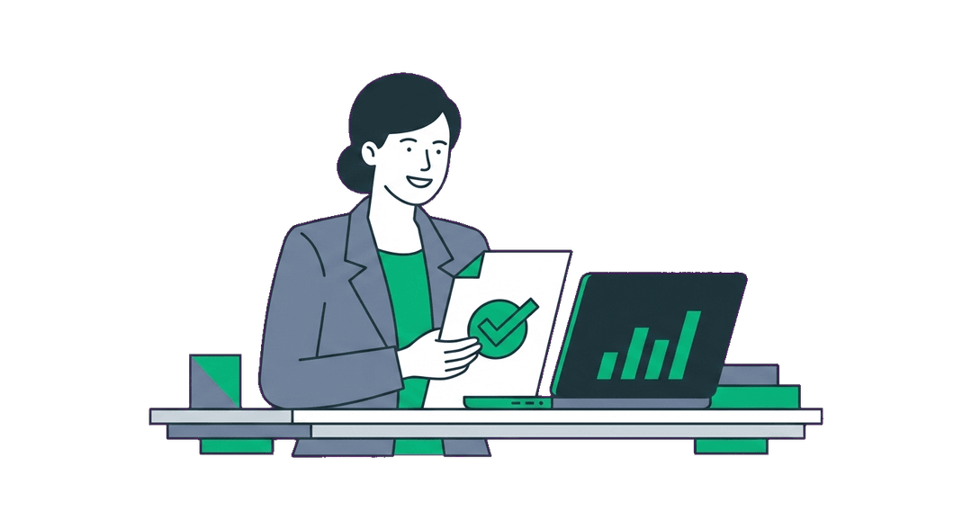 Professional working on annual reports